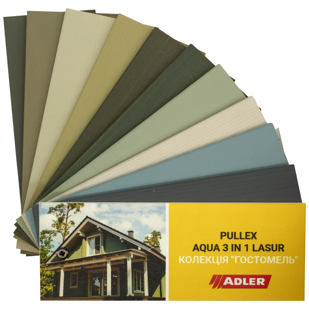 Living Wood - Pullex Aqua-3in1 lasur Гостомель Каталог кольорів для дерев'яного будинку