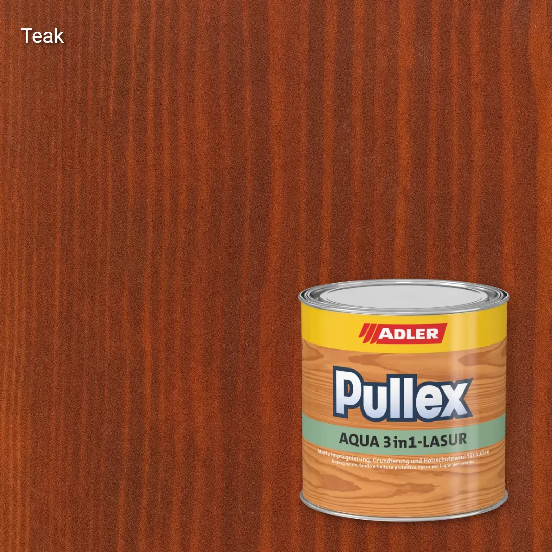 Лазур для дерева Pullex Aqua 3in1-Lasur колір Teak, Adler Standard